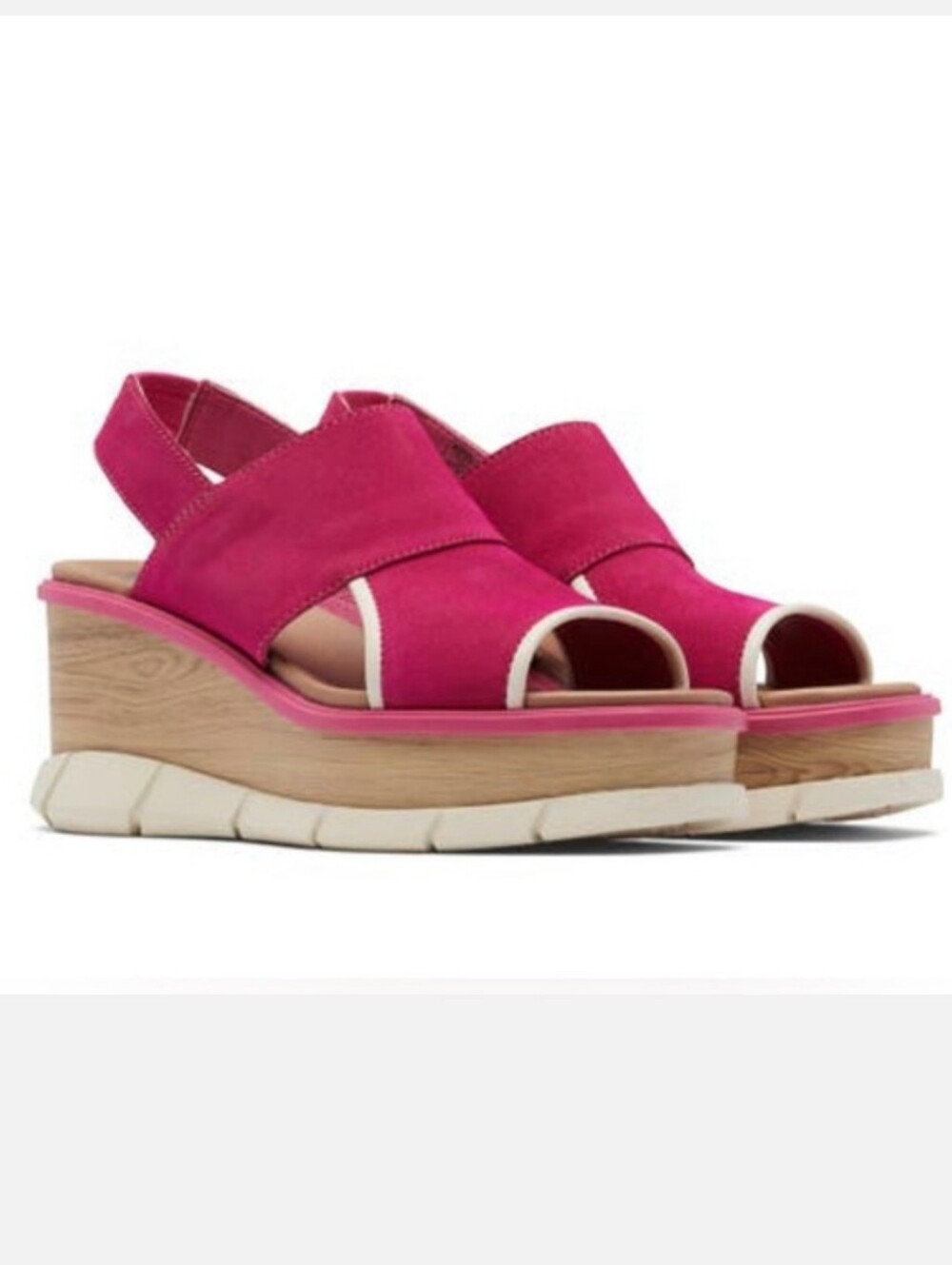 Sorel Joanie Ill Women's Fuchsia Suede Wedge Platform Slingback Sandals New 7.5
